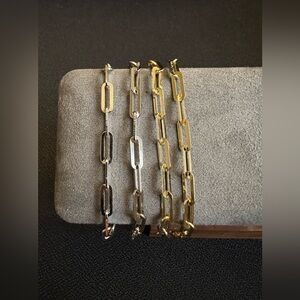 Unisex 925 Sterling Silver Paper Clip Chain Bracelet,7”